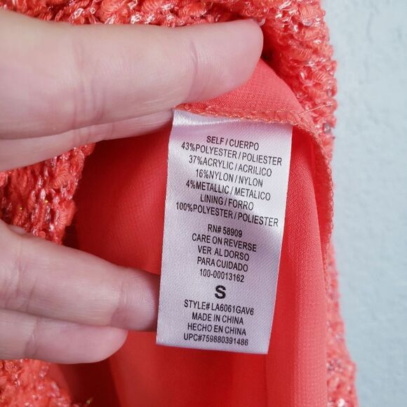 Gibson Latimer Neon Orange Sequin Knit Sweater - Picture 7 of 8